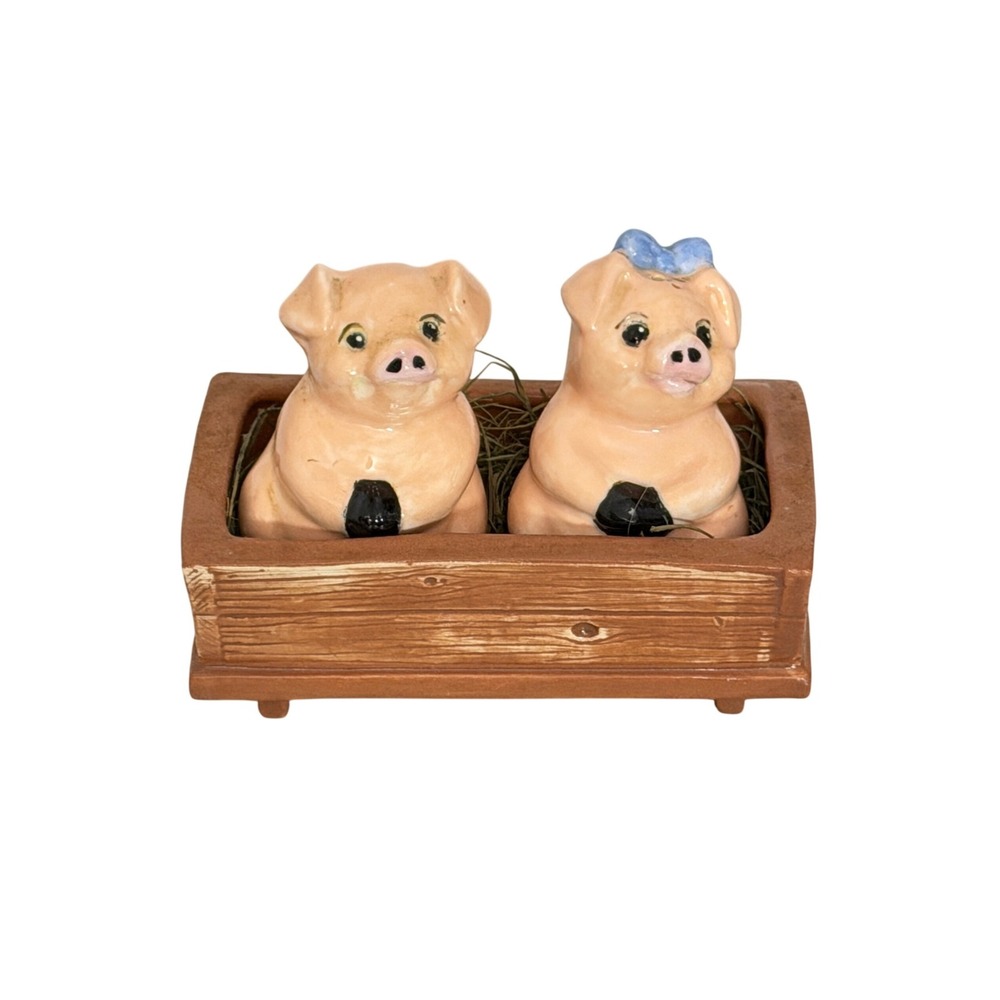 Vintage Pig Salt and Pepper Shakers  Pink Trough Farmhouse Decor